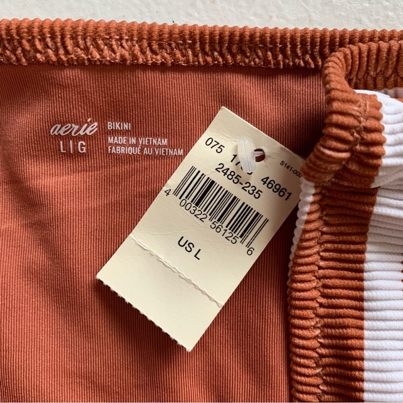 Aerie Size Large Ribbed Bottom in Brown & White Stripe NWT - Picture 9 of 16